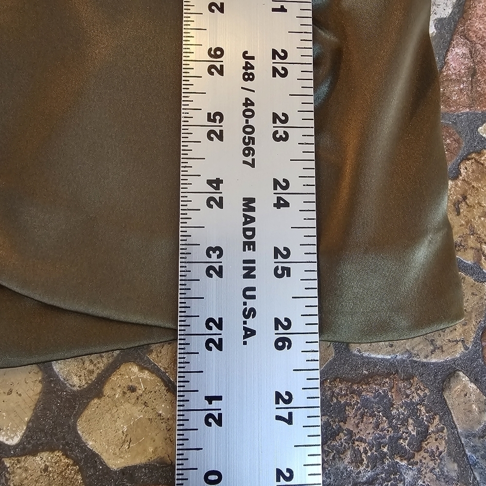 Army Green (NOT Brown) Short Strapless Satin Formal Dress with Beading Size XS - Picture 10 of 10
